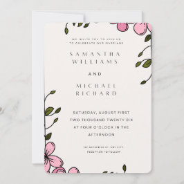 Elegant Pink Floral Wedding Invitation - Customiza Einladung