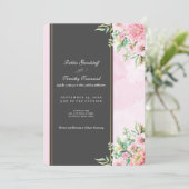 Elegant Pink Floral Wedding Invitation  Einladung (Stehend Vorderseite)