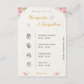 Elegant Pink Floral Wedding Itinerary Timeline Begleitkarte (Vorderseite)