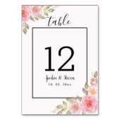 Elegant Pink Floral Wedding Party with Gold Tischnummer (Vorderseite)