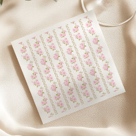 Elegant Pink Floral White Serviette
