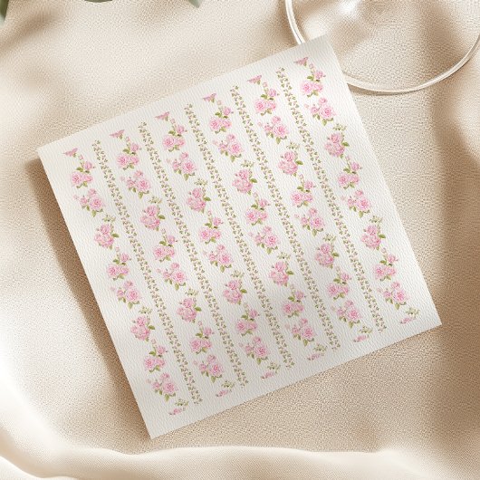 Elegant Pink Floral White Serviette