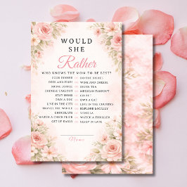 Elegant Pink Floral Would She Rather Game