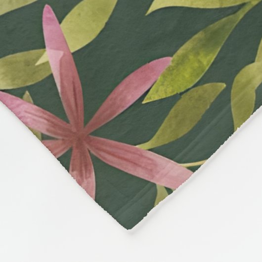 Elegant Pink Flower Pattern on Dark Background Fleecedecke (Ecke)