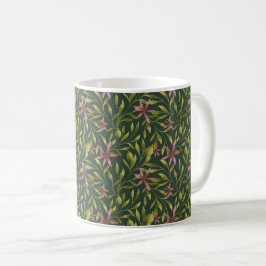 Elegant Pink Flower Pattern on Dark Background Kaffeetasse