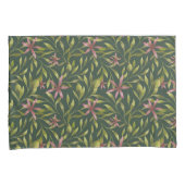 Elegant Pink Flower Pattern on Dark Background Kissenbezug (Vorderseite-Rechts)