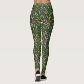 Elegant Pink Flower Pattern on Dark Background Leggings (Rückseite)