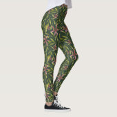 Elegant Pink Flower Pattern on Dark Background Leggings (Rechts)