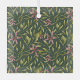 Elegant Pink Flower Pattern on Dark Background Ornament Aus Glas