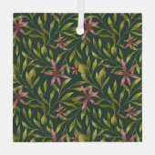 Elegant Pink Flower Pattern on Dark Background Ornament Aus Glas (Rückseite)