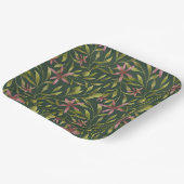 Elegant Pink Flower Pattern on Dark Background Pappteller (Gewinkelt)