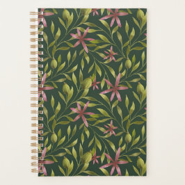 Elegant Pink Flower Pattern on Dark Background Planer
