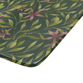 Elegant Pink Flower Pattern on Dark Background Schneidebrett (Ecke)
