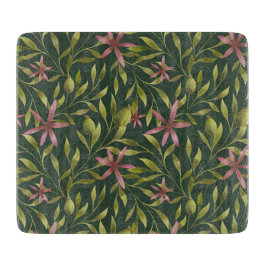Elegant Pink Flower Pattern on Dark Background Schneidebrett