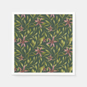Elegant Pink Flower Pattern on Dark Background Serviette (Vorderseite)