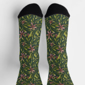 Elegant Pink Flower Pattern on Dark Background Socken (Oben)