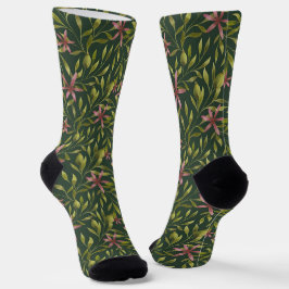 Elegant Pink Flower Pattern on Dark Background Socken