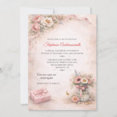 Elegant Pink Flowers Birthday Party | Einladung (Vorderseite)