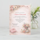 Elegant Pink Flowers Birthday Party | Einladung (Stehend Vorderseite)