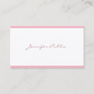 Elegant Pink Freehand Script Schlicht Sleek Luxury Visitenkarte