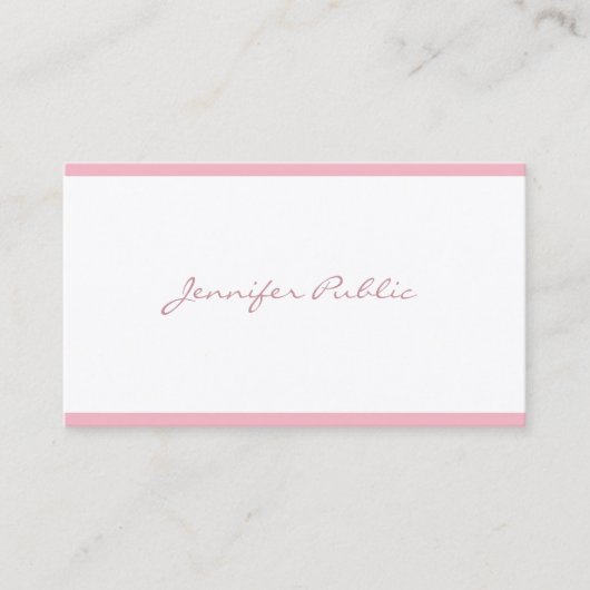 Elegant Pink Freehand Script Schlicht Sleek Luxury Visitenkarte (Vorderseite)