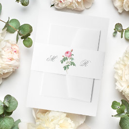 Elegant Pink French Rose Calligraphy Wedding Einladungsbanderole