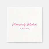 Elegant Pink Fuchsia Custom Script Names Wedding Serviette (Vorderseite)