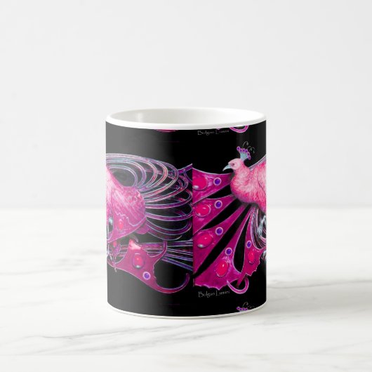 ELEGANT PINK FUCHSIA PEACOCK JEWEL KAFFEETASSE (Mittel)