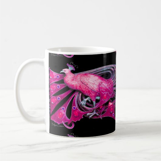 ELEGANT PINK FUCHSIA PEACOCK JEWEL KAFFEETASSE (Links)