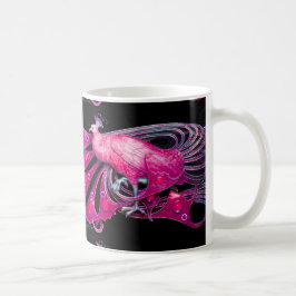 ELEGANT PINK FUCHSIA PEACOCK JEWEL KAFFEETASSE