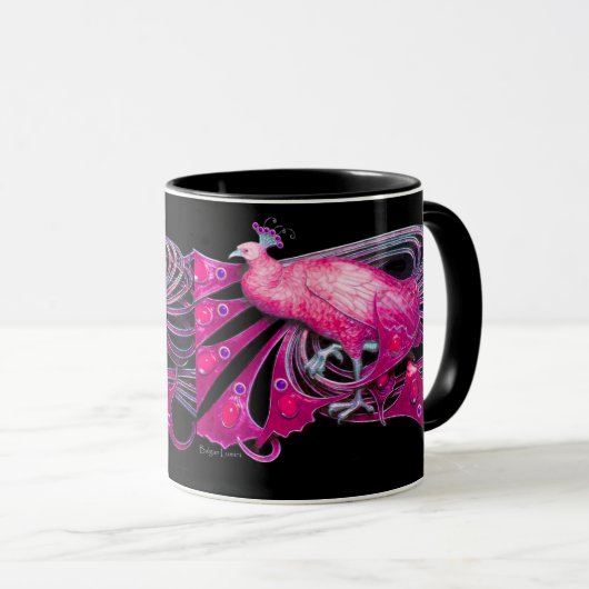 ELEGANT PINK FUCHSIA PEACOCK JEWEL TASSE (VorderseiteRechts)