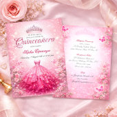 Elegant Pink & Fuchsia Quinceanera Einladung
