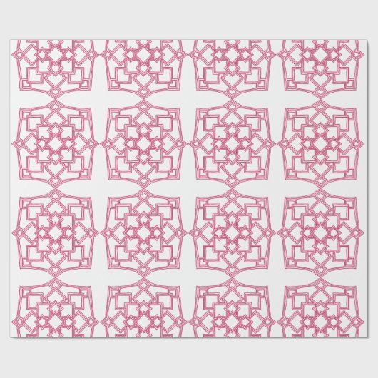 Elegant Pink Geometric Lace Pattern Wrapping Paper Geschenkpapier (Flach)