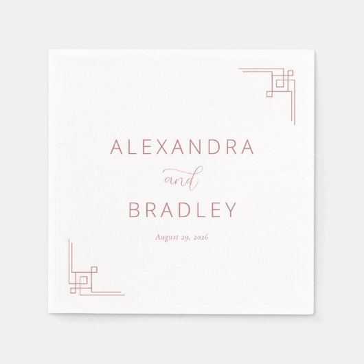 Elegant Pink Geometric Lines Serviette (Vorderseite)