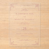 Elegant Pink Geometric Wedding Acryleinladungen (Vorderseite)