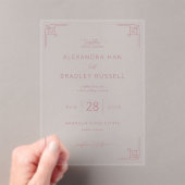 Elegant Pink Geometric Wedding Invitation Acryleinladungen (Insitu (Handheld))