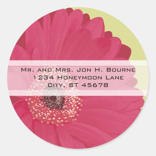 Elegant Pink Gerber Daisy Wedding Stickers (Vorderseite)