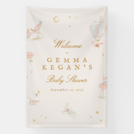 elegant pink girl fairytale Baby Shower welcome Banner