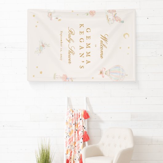 elegant pink girl fairytale Baby Shower welcome Banner (InSitu)