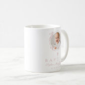 Elegant Pink Girl Photo Baptism Kaffeetasse (VorderseiteRechts)