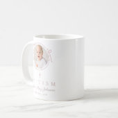 Elegant Pink Girl Photo Baptism Kaffeetasse (Vorderseite Links)