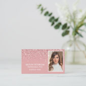Elegant Pink Glitter Photo QR Code  Visitenkarte (Stehend Vorderseite)