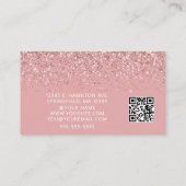Elegant Pink Glitter Photo QR Code  Visitenkarte (Rückseite)
