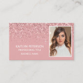 Elegant Pink Glitter Photo QR Code Visitenkarte (Vorderseite)