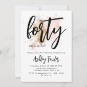 Elegant Pink Gold 40. Geburtstag Einladung (Vorderseite)