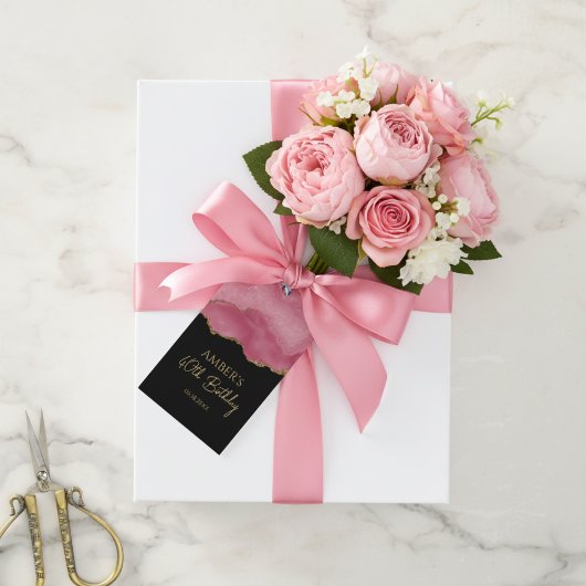 Elegant Pink Gold Abstract Marble Design Geschenkanhänger