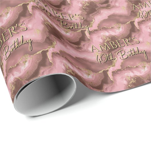 Elegant Pink Gold Abstract Marble Design Geschenkpapier (Rolleneckpunkt)
