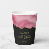 Elegant Pink Gold Abstract Marble Design Pappbecher (Rückseite)