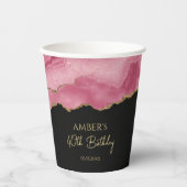 Elegant Pink Gold Abstract Marble Design Pappbecher (Vorderseite)