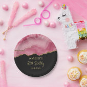 Elegant Pink Gold Abstract Marble Design Pappteller (Party)